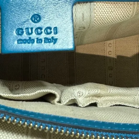 GUCCI Cerulean Blue Diamanté Leather 2way Boston Bag Auth Speedy Doctor Duffle - Picture 14 of 15